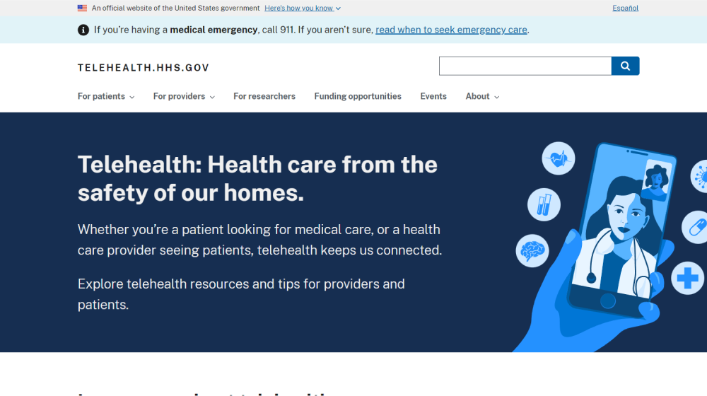 A screenshot of the HRSA homepage