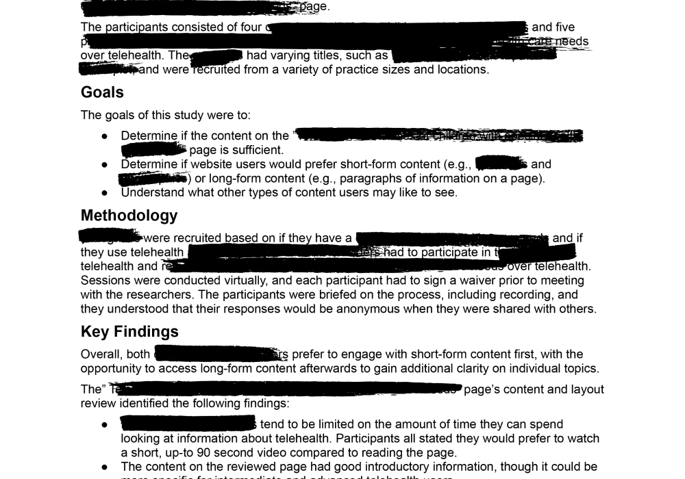 A sample of a redacted final report
